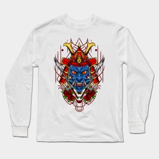 Samurai Cat | Red Kabuto Long Sleeve T-Shirt